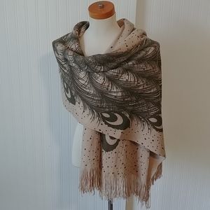 Peacock feather scarf or wrap
